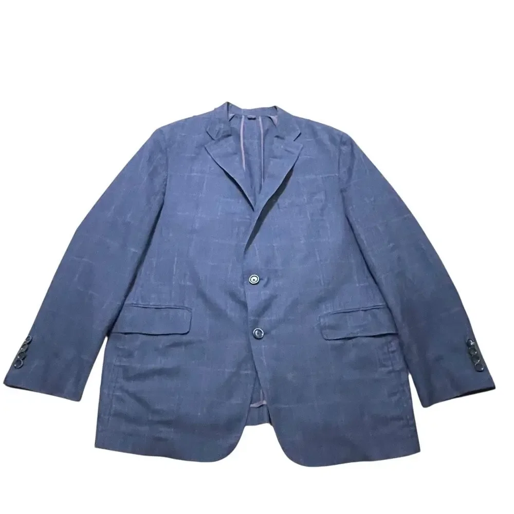 Hickey Freeman Sport Coat Men 42 S Navy Woven Weightless Wool Silk Linen Bespoke